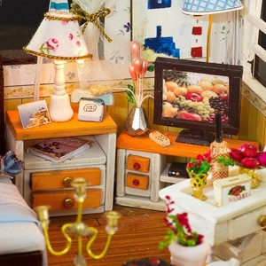 KnowMe DIY <span class=keywords><strong>casa</strong></span> de muñecas de madera en miniatura muebles 3D hechos a mano regalo para niños inspirado en vacaciones junto al mar y juguete de rompecabezas de <span class=keywords><strong>palma</strong></span> de coco - Product Image 4