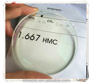 광학 렌즈 MR-7 <span class=keywords><strong>1.67</strong></span> 고지수 HMC <span class=keywords><strong>1.67</strong></span> 비구면 HMC 렌데스 광학 유리 렌즈 - Product Image 1
