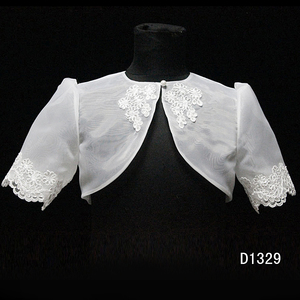 D1329 scialle da bambino in pizzo bianco con perline da sposa avvolge scialli mantelli da sposa giacca - Product Image 2