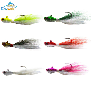 Chất lượng cao 15g bucktail đồ gá lắp với 3D mắt sáng nóng bán nước mặn Mồi Câu Cá cứng mồi jigbait dẫn vật liệu PVC - Product Image 1