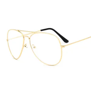 Aviation Gold Black Frame Sonnenbrille Weibliche klassische Brille Transparente klare Linse Optische Frauen Männer Sonnenbrille Pilot Style