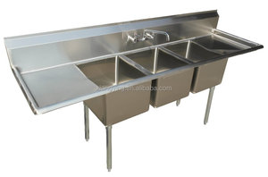 Su misura in acciaio <span class=keywords><strong>inox</strong></span> di tre <span class=keywords><strong>vasche</strong></span> 3 ciotole lavello <span class=keywords><strong>per</strong></span> <span class=keywords><strong>cucina</strong></span> commerciale, ristorante o in albergo con il prezzo all'ingrosso - Product Image 3