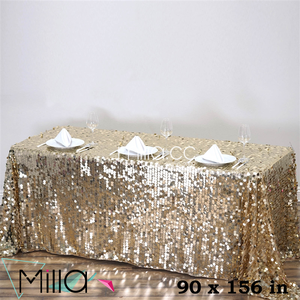 <span class=keywords><strong>Nappe</strong></span> Rectangle à Paillettes Grande Payette Argentée <span class=keywords><strong>de</strong></span> Qualité Supérieure 90X132 "90X156'' pour Mariage - Product Image 2