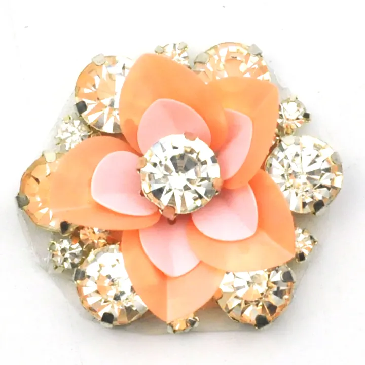 Aplique de diamantes de imitación para coser con cuentas, Parche de flores de lentejuelas combinado