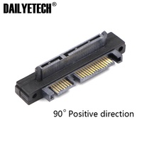 22Pin ángulo recto 90 SATA macho a hembra Adaptador 7 + 15 Pin Serial ATA adaptadores de extensión convertidor de conector
