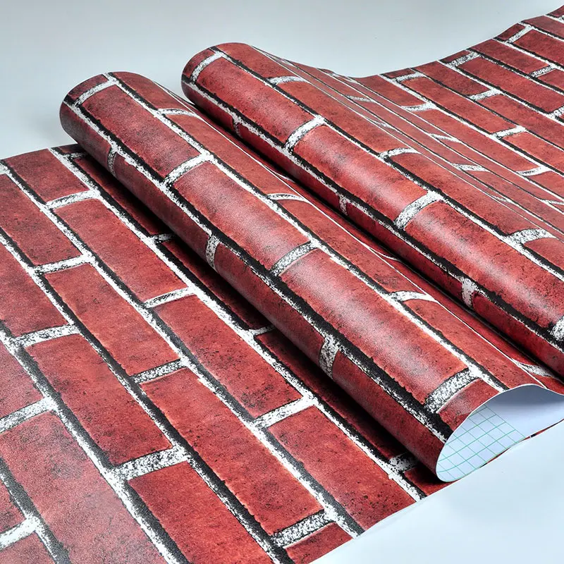 Papel tapiz de vinilo impermeable con diseño en relieve de piedra de ladrillo autoadhesivo extraíble