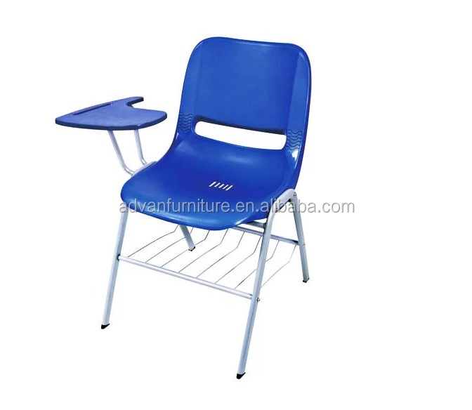Plastic Seat Board Metal Frame School Student Chair with WritingTablet.