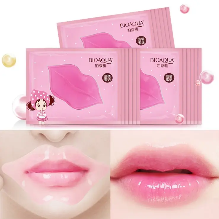 Private label top selling pure natural organic gold crystal collagen gel lip mask