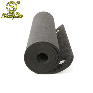Tpe Mat Workout Gym Studio Wall Hanging Custom Printed Eco-friendly Durable Non Slip Exercise Thick Black TPE Yoga Mat With Eyelet Hole