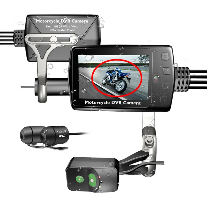 Caméra de tableau de bord étanche IP65, la meilleure caméra DVR pour moto, double 1080 p30 fps, double vision à 160 degrés, double objectif 3 pouces, 12 mois