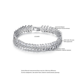 LUOTEEMI Vintage Marquise Cut Top Grade <strong>Cubic</strong> <strong>Zirconia</strong> CZ Crystal Leaf <strong>Tennis</strong> Allure Women Elegant Wedding Jewelry <strong>Bracelets</strong> - Product Image 2