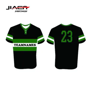 Sportkleding Product Type Aangepaste Baseball Wear Zwart Grote Witte En Groene Streep Baseball Jersey Groothandel