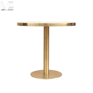 Muebles de diseño nórdico para el hogar, mesa de comedor y acero inoxidable redondo blanco de mármol, Base dorada, estilo sencillo de lujo para restaurante - Product Image 2