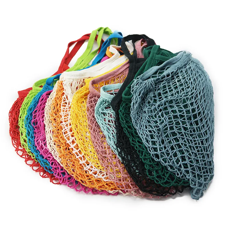 Wholesale High Quality Low price Foldable String Cotton Net Bag Eco Friendly Fashion Shopping Mesh Tote Bag