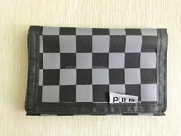 Dompet Anak Murah Tiga Lipat Logo Cetak Kustom 600D Poliester Kartu Kredit Dompet Pendek