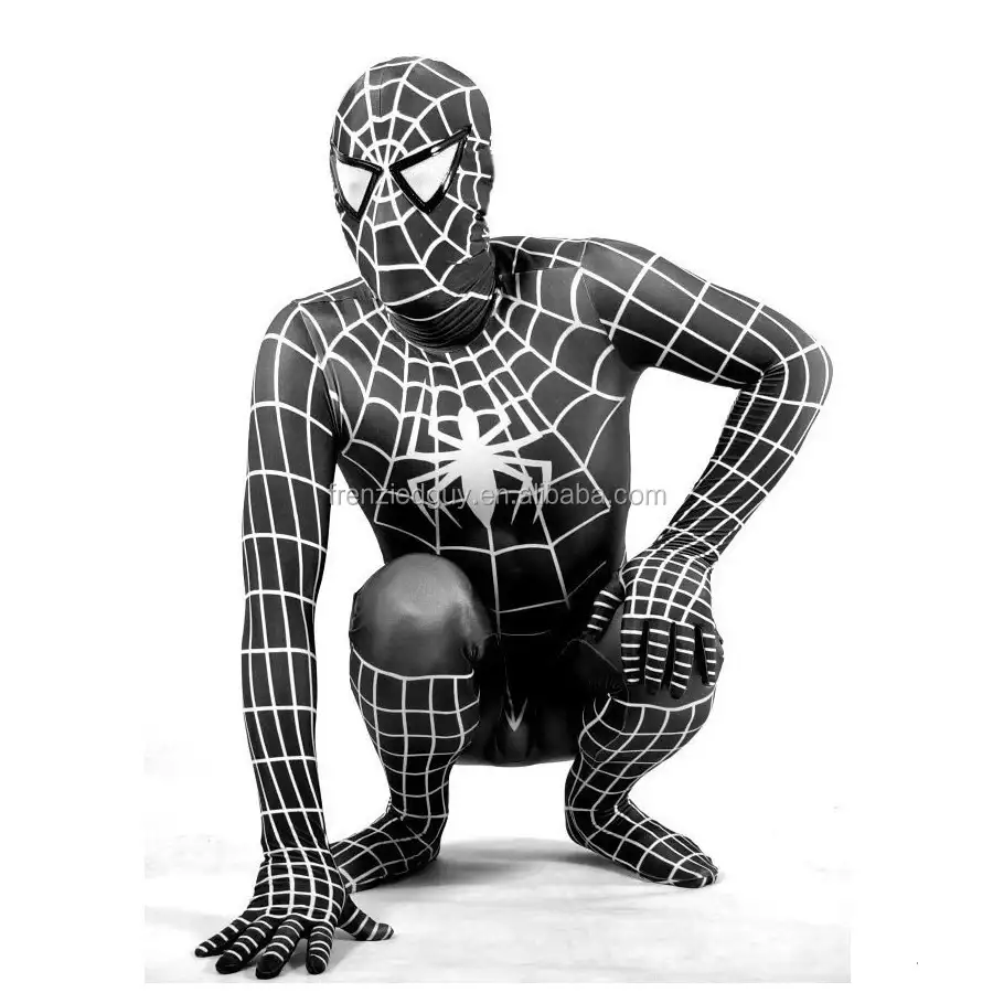 Costume da spiderman nero fitness per adulti in lycra