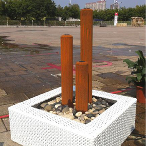 Fontaine d'eau de <span class=keywords><strong>jardin</strong></span> en acier Corten avec rotin - Product Image 2