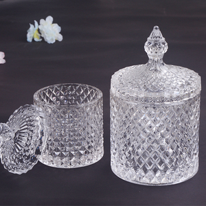 Nuevo diseño jarrones de caramelos de vidrio frascos de vidrio vela titular de <span class=keywords><strong>la</strong></span> vela con tapa contenedores pintados - Product Image 4