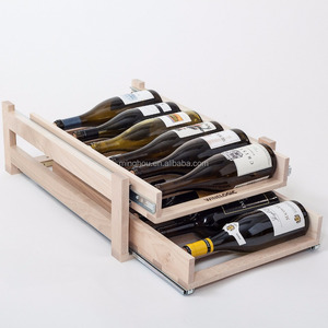 Estante para vino de madera rústica con cajón ajustable, mueble deslizante clásico, Enfriador de almacenamiento de vino, regalo perfecto, novedad - Product Image 4
