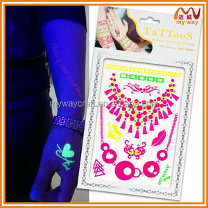 Nicht- toxische mode benutzerdefinierte metallic body art flash glow in <span class=keywords><strong>the</strong></span> dark körper tattoo aufkleber - Product Image 3