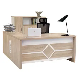 Moderner moderner Schreibtisch MDF/MFC Spanplatten Büromöbel mit Seitens chrank mit Schublade neuesten Büro tisch Designs