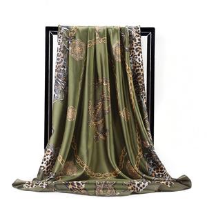 Fashion Silk <strong>Scarves</strong> for Women Leopard Print Satin <strong>Scarf</strong> Female 90cm Square Shawl Bandana for Head <strong>Large</strong> Hijab Scarfs for Ladies - Product Image 6