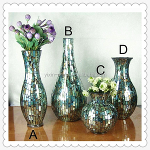 Centrotavola Artigianale <span class=keywords><strong>con</strong></span> Vaso in Vetro a Mosaico e Portacandele in Vetro a Mosaico per Matrimoni - Product Image 6