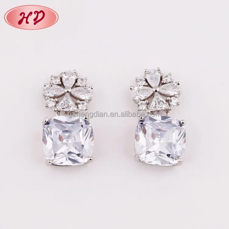 Wholesale Fashion jewellery 2017 White Gold Plated AAA Cubic Zirconia Drop Earrings woman/Platinum Plated Earring jewelry