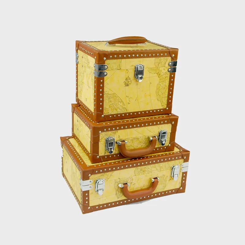 Customize Luxury Leatherette Suitcase PVC Leather Household Storage Box