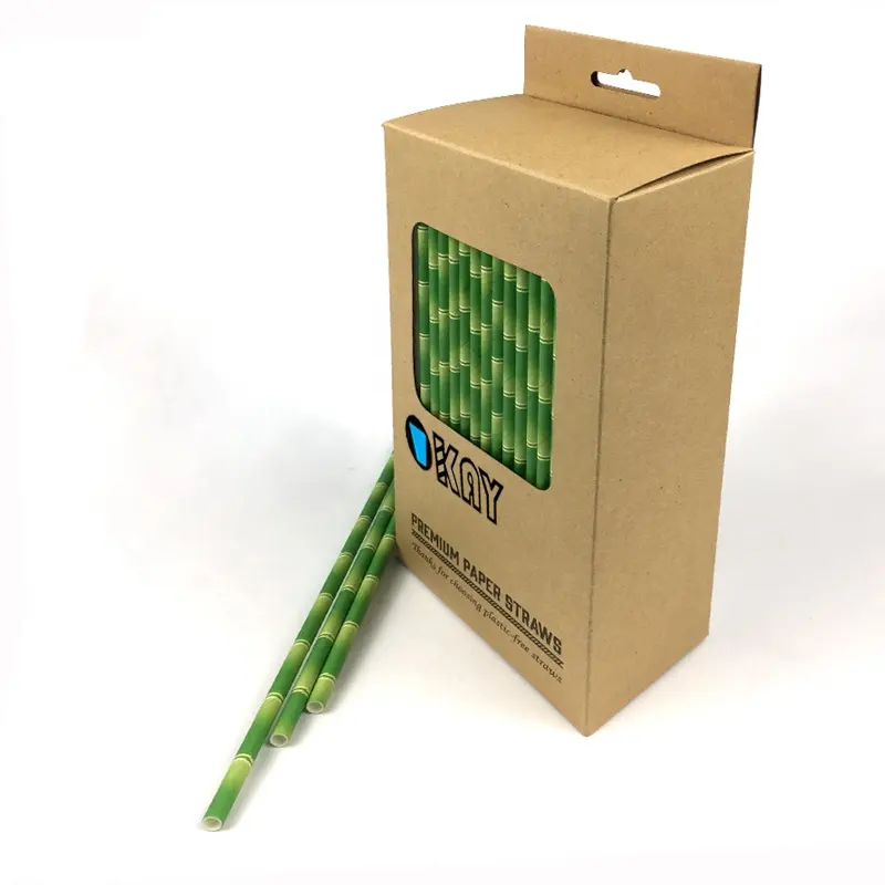 200 compostabile biodegradabile Eco friendly carta da bere cannucce di bambù monouso per la festa di natale