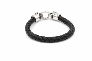 2017 Recién llegado de gemelos de diseño único lobo pulsera de cuero trenzado de acero inoxidable - Product Image 6