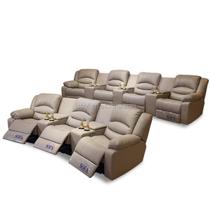 Home <span class=keywords><strong>Theater</strong></span> Kursi <span class=keywords><strong>Sofa</strong></span> Bangku Ganda, Dudukan Bioskop Berenda Mebel Modern Ruang Tamu <span class=keywords><strong>Sofa</strong></span> Kulit Asli - Product Image 4