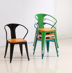<span class=keywords><strong>Xavier</strong></span> Pauchard, chaise empilable en métal vintage chaise de bar industrielle fer restaurant chaise de café à manger chaise avec coussin en bois - Product Image 6