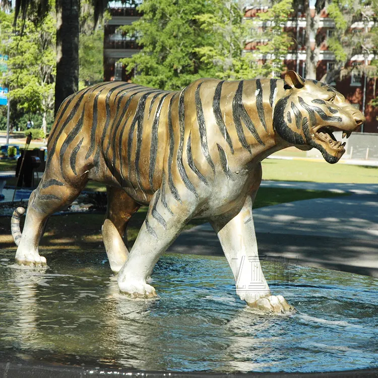 Heißer Verkauf Garten Leben Im Freien Größe Kupfer Bronze Tiger Skulptur