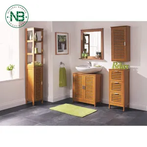 Living Room Bathroom Cabinet Bamboo Drawer Furniture