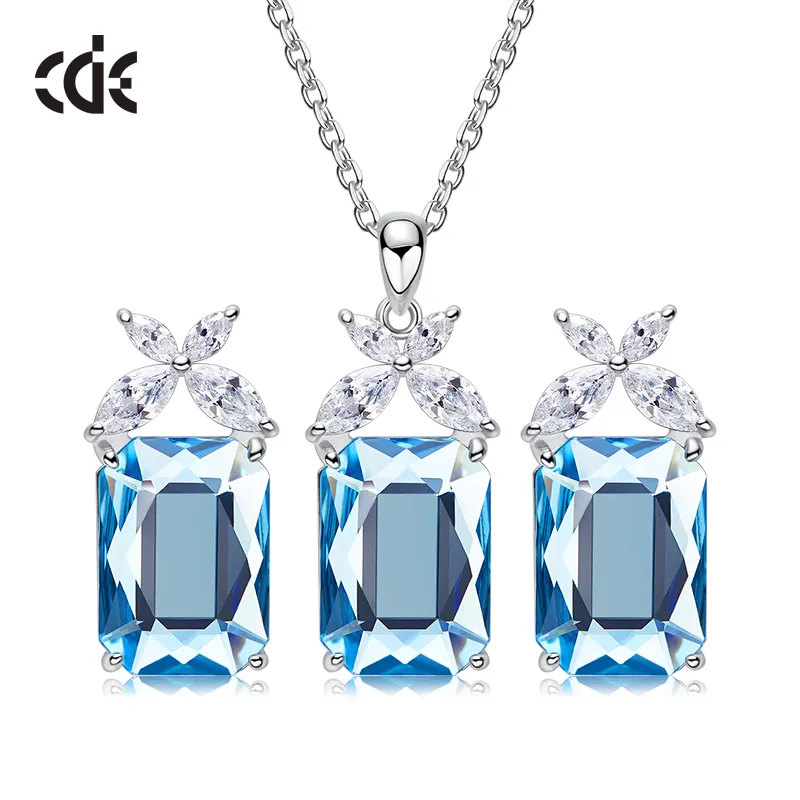 Cde YP1356-S 2023 Fijne Sieraden Sterling Zilveren 925 Sieraden Set Zilveren Ketting Set Schattige Vrouwelijke Oostenrijkse Kristallen Ketting Set