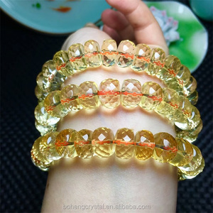 Cristal natural al por mayor 11-13mm citrino poliedro oval pulsera de los granos - Product Image 6
