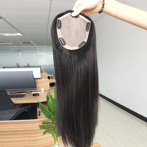 Gadis Cantik Kualitas Tinggi Warna Hitam Alami Wanita Topper Pengganti Rambut Palsu Permanen Prostesis Rambut Manusia