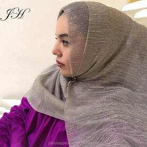Vendita calda moda Shimmer Hijabs sciarpe luccicante argento e oro Glitter preghiera Hijab sciarpa scialle da donna in poliestere - Product Image 1