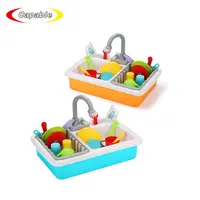 Игрушечный детский кухонный набор, электронная пластиковая моющаяся кухонная раковина с подставкой для посуды