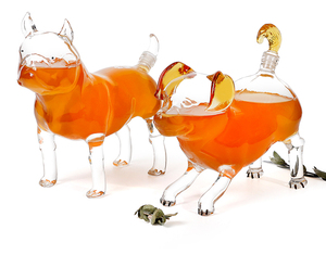 गर्म बिक्री! पशु आकार का कांच की बोतल छोटे कुत्ता आकार स्पष्ट गिलास रेड वाइन व्हिस्की कंटर 750ml 1000ml स्वनिर्धारित लोगो - Product Image 6