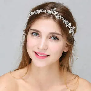 Fashion Wedding Hair Accessories Bride Hair Wire Hair Band Handmade Headpiece With Ribbon