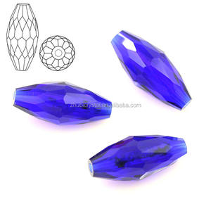 Ámbar profundo 8X19MM de cristal de vidrio larga cuentas de oliva - Product Image 4