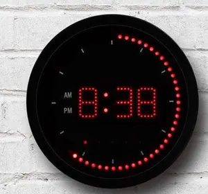 Venta al por mayor reloj de alarma negro-Zentime 12 "redondo LED Reloj de pared Digital