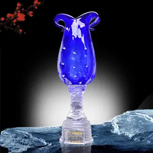 Design Crystal Trophy Vase Business Gifts Crystal Block 3d Crystal Trophy Glass Awards