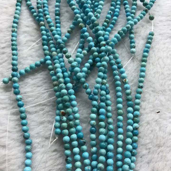 Old Turquoise Beads for Jewelry Making Gemstone 4mm Round Green