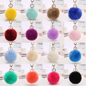 Yongze Tùy Chỉnh Dệt 8Cm Giả Lông Keyholder Cổ Điển Fluffy Pom Phun Bóng Hình Dạng Fox Và Thỏ Lông Móc Chìa Khóa - Product Image 5