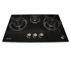 Table de cuisson à gaz encastrée en verre trempé à 3 brûleurs en laiton Modèle SG37501 - Product Image 1
