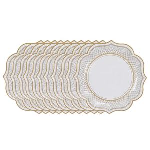 Assiettes de fête jetables en papier Floral à rayures <span class=keywords><strong>Vintage</strong></span> de 12 pouces, 400g/m2 - Product Image 2