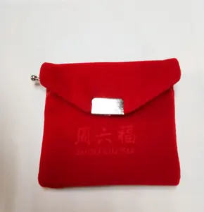 Bán sỉ nhung pouch red-Thời Trang Sang Trọng Màu Đỏ Phong Bì Đồ Trang Sức Túi Nhung Với Dây Kéo Cho Đám Cưới Trang Sức Đóng Gói